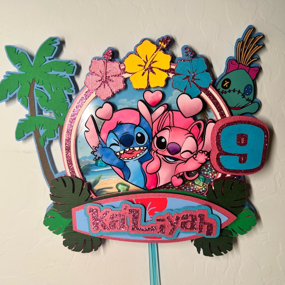 Stitch & Angel Cake Topper Party